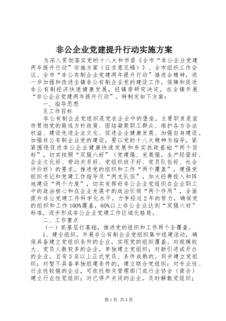 非公企业党建提升行动方案