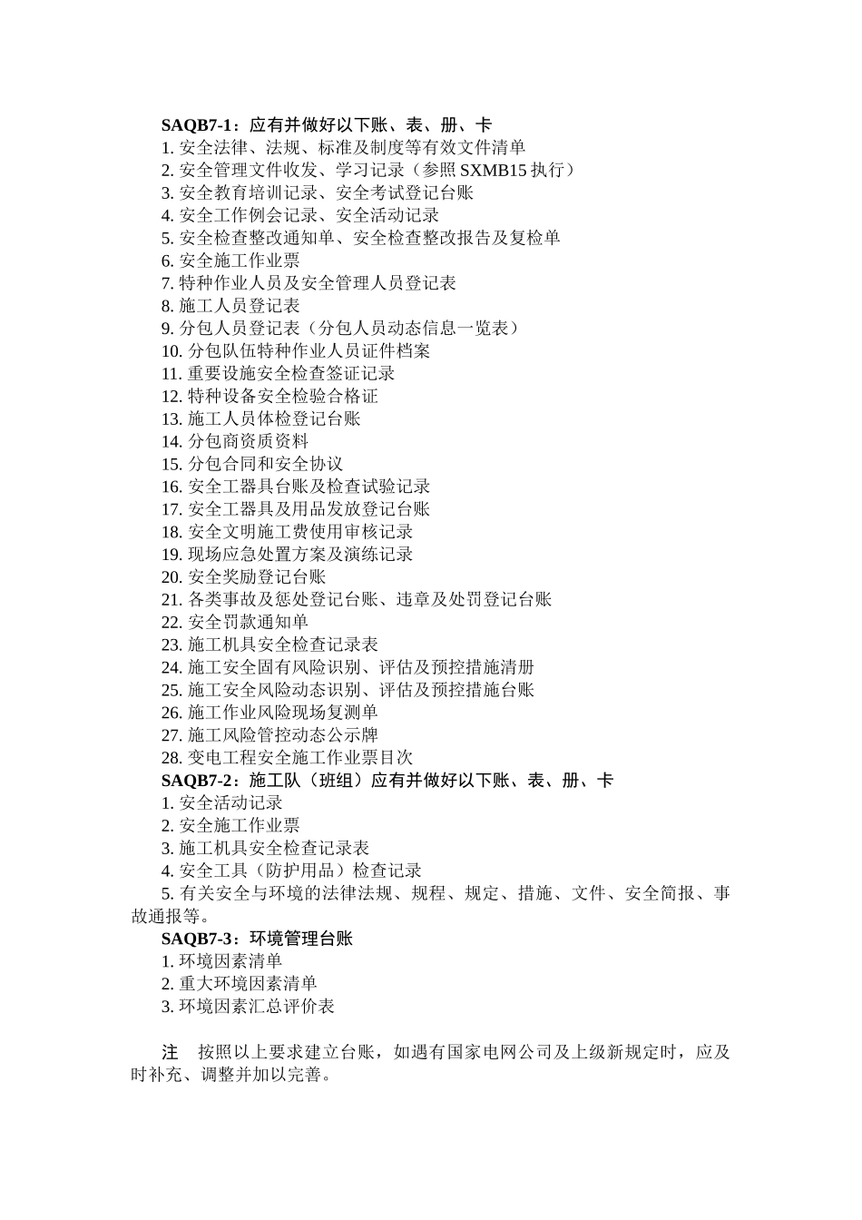 SAQB7：安全管理台账目次_第1页