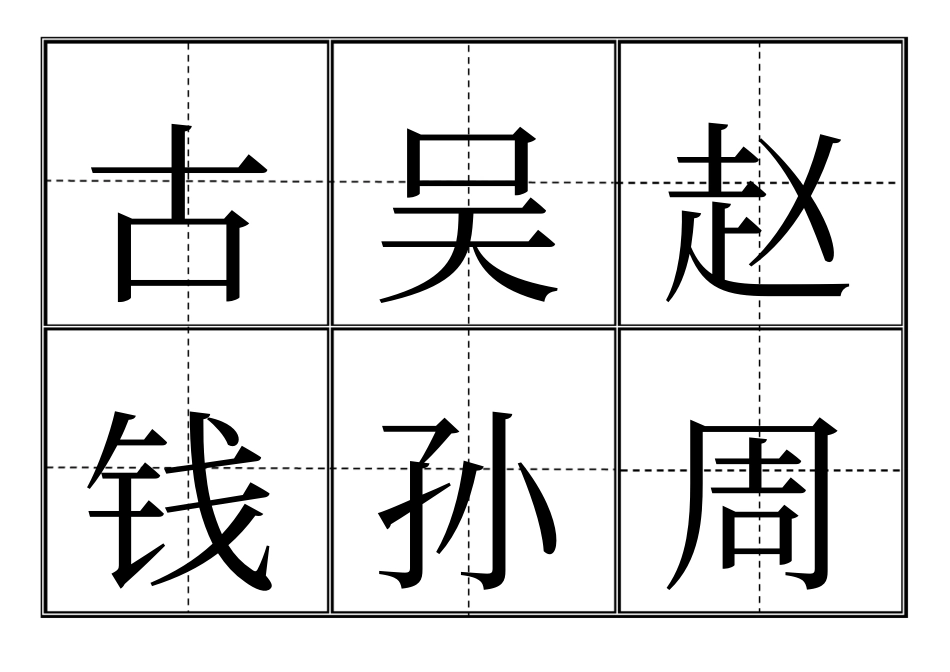 小学一年级生字表卡片模板_第3页