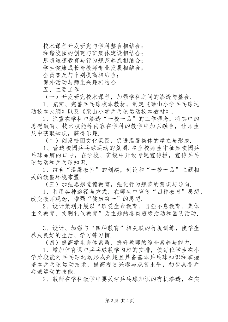 梁山小学“一校一品”工作方案-一校一品方案_第2页