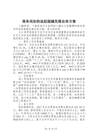 商务局加快追赶超越发展总体实施方案