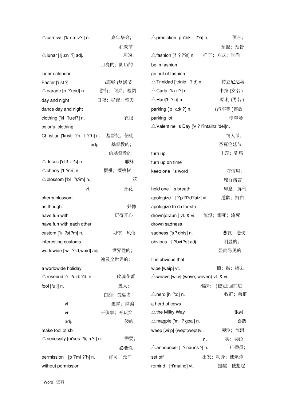 人教版必修三词汇整理_第2页