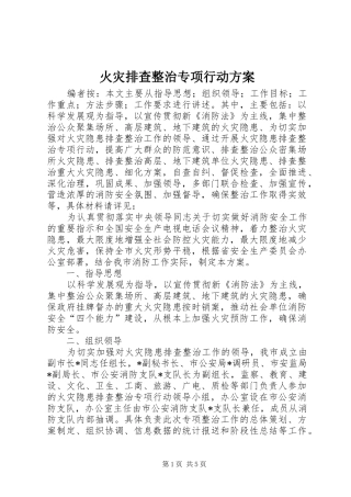 火灾排查整治专项行动实施方案