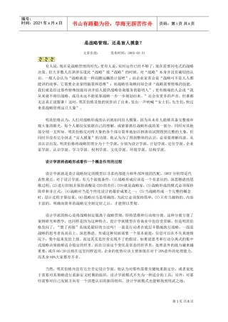 是战略管理,还是盲人摸象(DOC8页)
