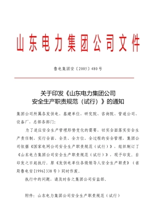 鲁电集团安480号(安全生产职责规范)