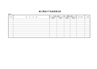 施工图设计产品发放登记表