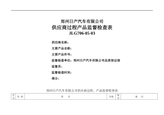 日产汽车公司供应商产品监督