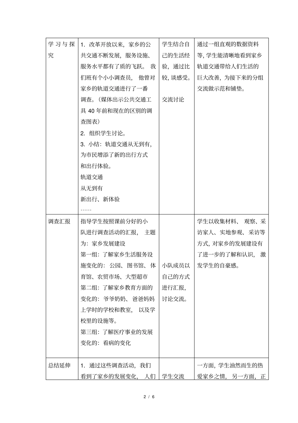 小学四年级道德与法治下册12《家乡的喜与忧》教学设计教案_第2页