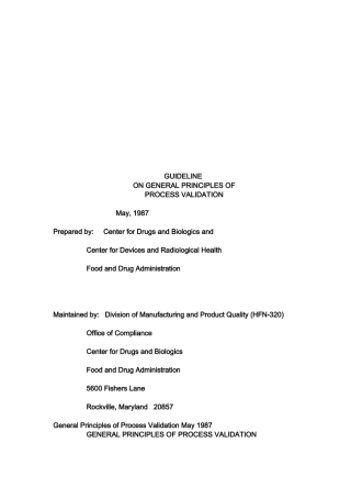 美国FDA生产过程(工艺)验证总则指南中英文版