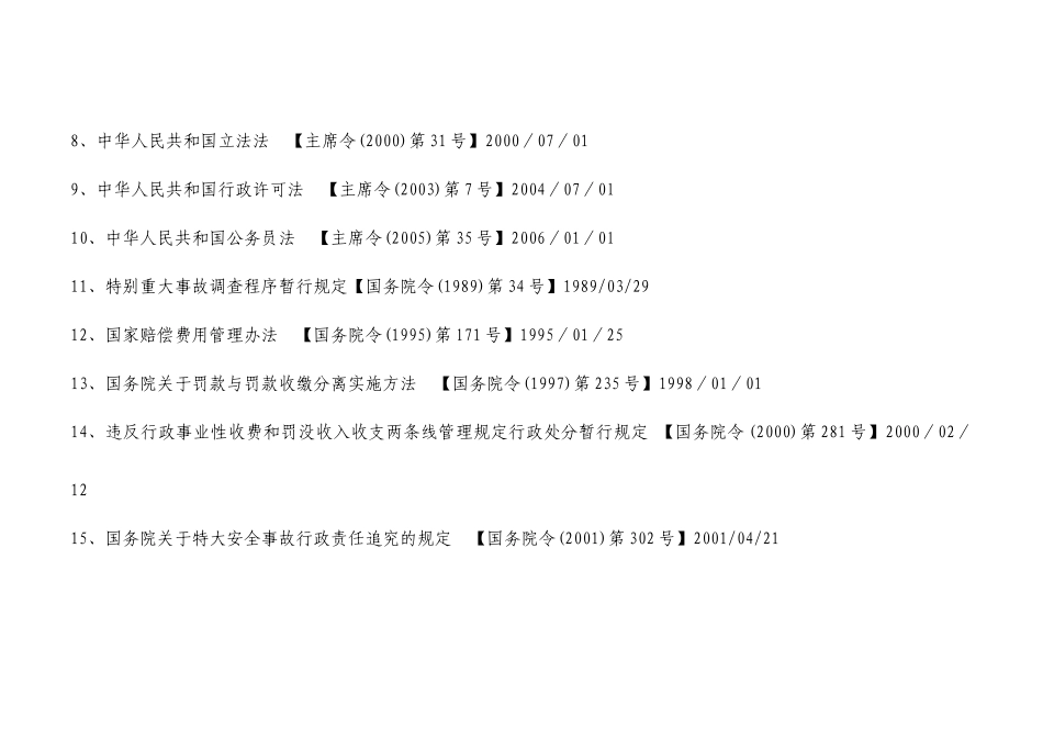 杭州市安全生产监督管理局行政执法依据目录_第2页