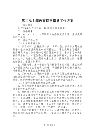 第二批主题教育巡回指导工作实施方案