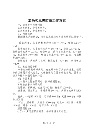 茄果类虫害防治工作实施方案