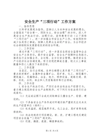 安全生产“三项行动”工作实施方案