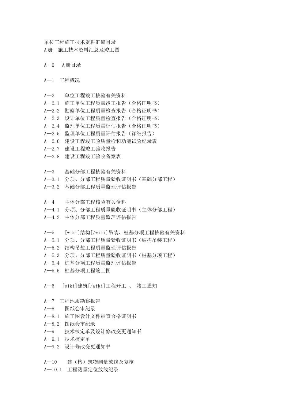 单位工程施工技术资料汇编目录_第1页