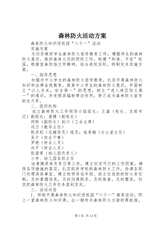 森林防火活动实施方案