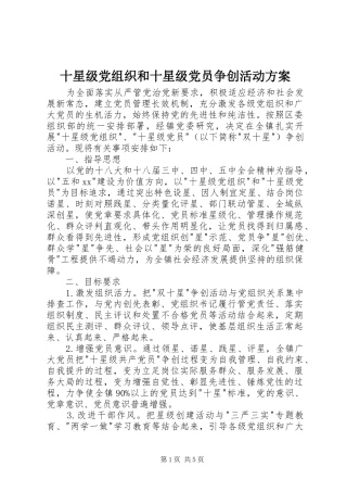 十星级党组织和十星级党员争创活动实施方案