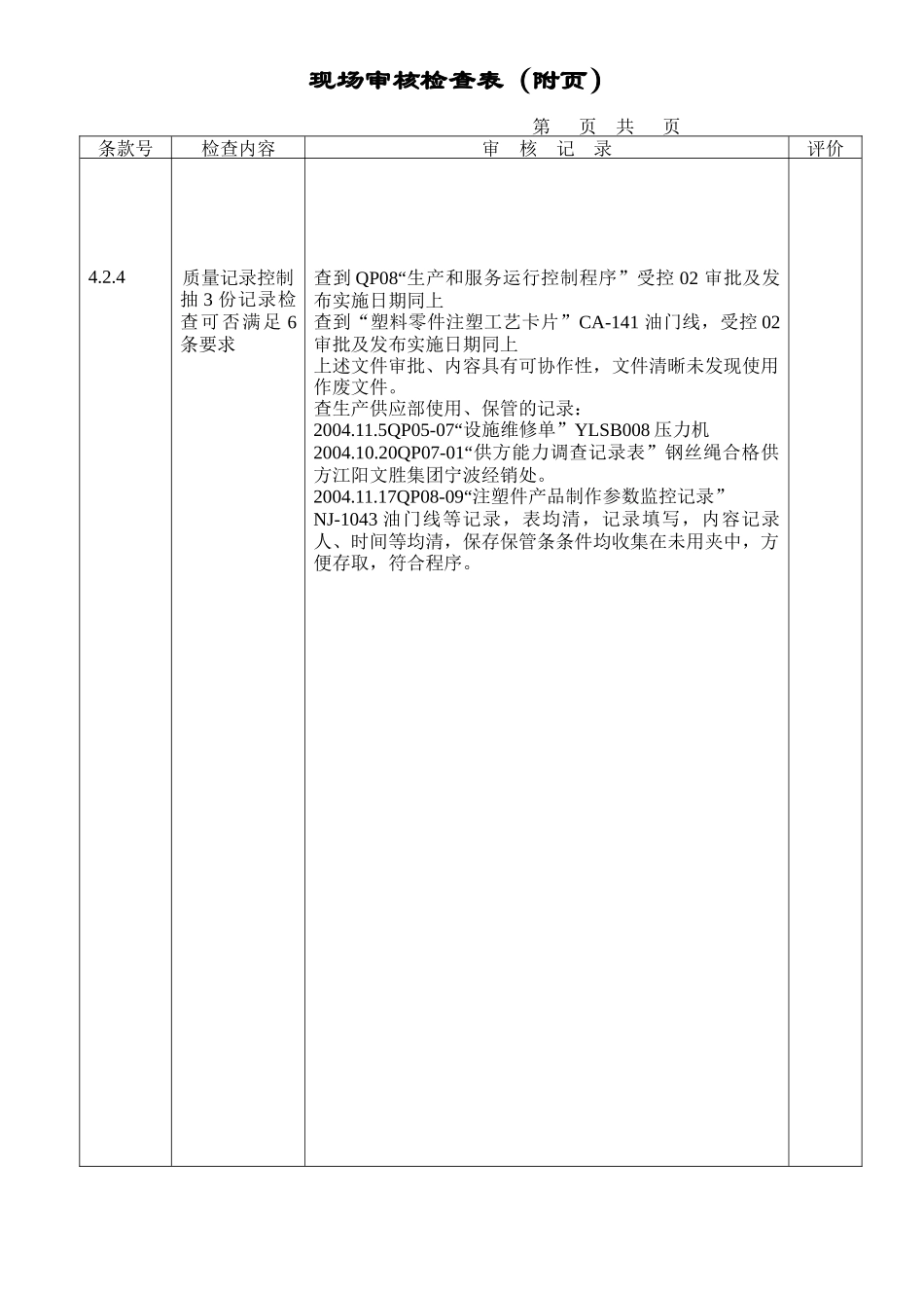 现场审核检查表(生产供应部)_第2页