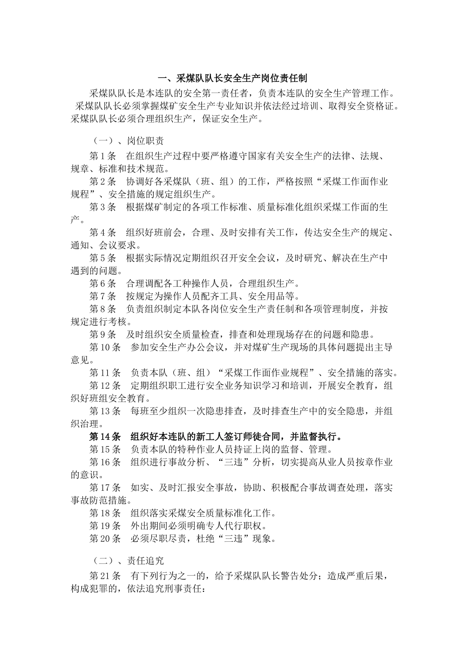 煤矿安全生产岗位责任制汇编-副本_第1页