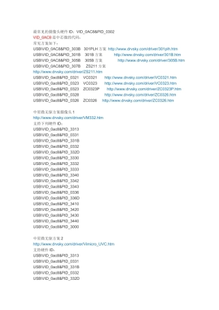 摄像头驱动VID+PID大全AND 生产厂家