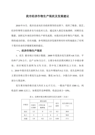 XXXX我市经济作物生产现状及发展建议