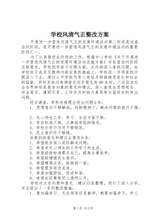 学校风清气正整改实施方案