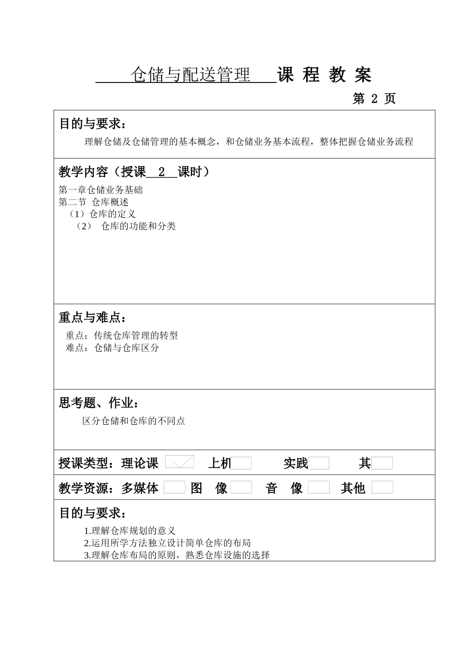 仓储与配送管理教案（32页）_第2页