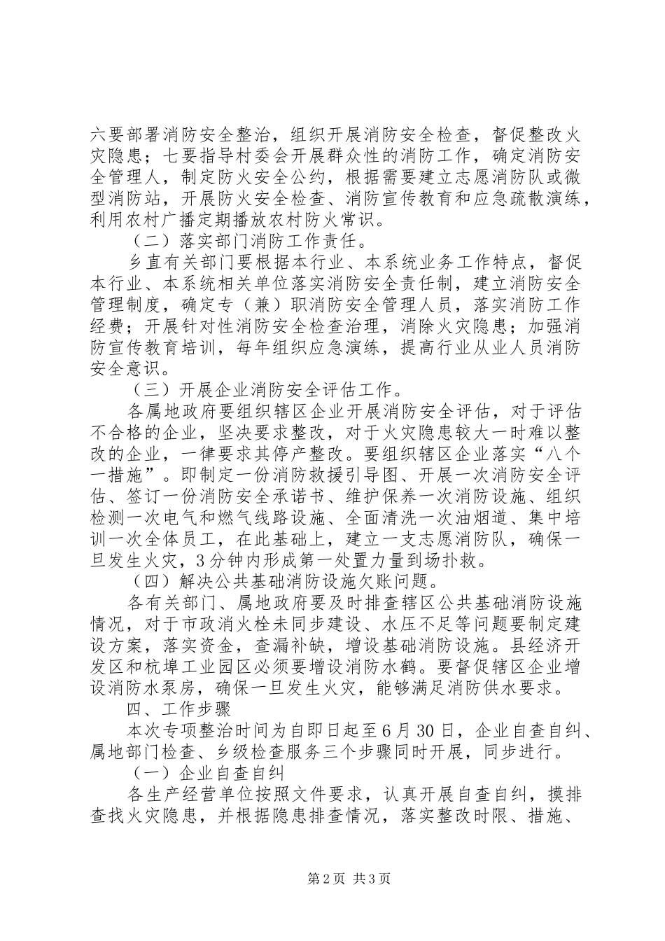 XX年火灾防控专项整治工作实施方案_第2页