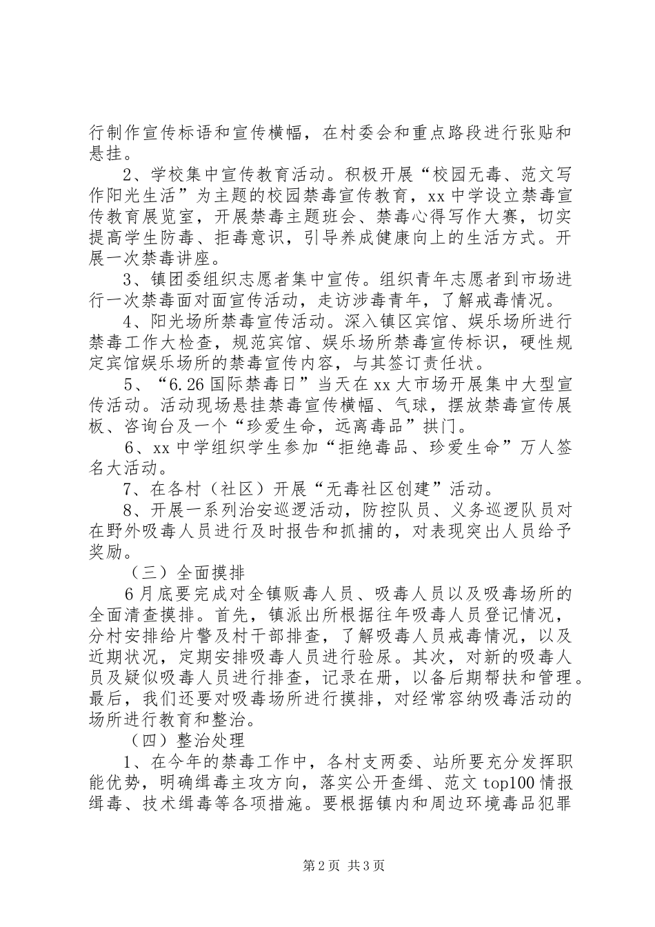 乡镇XX年禁毒专项整治行动实施方案_第2页