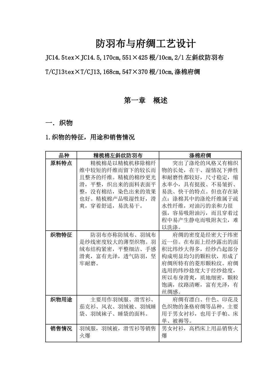 防羽布与府绸工艺设计_第1页