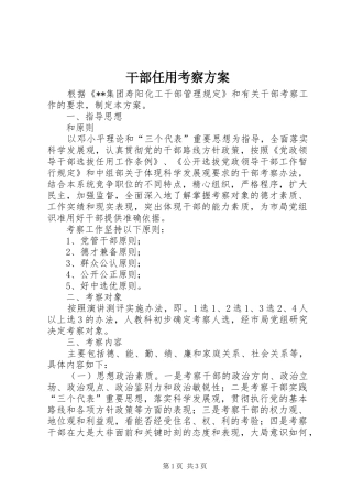 干部任用考察实施方案