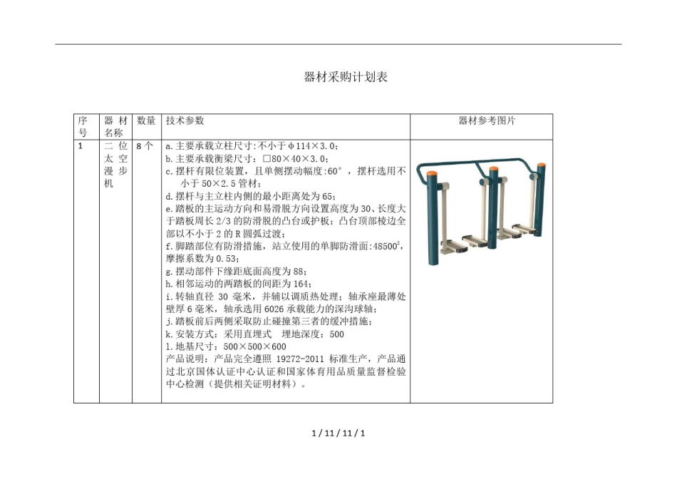 器材采购计划表_第1页
