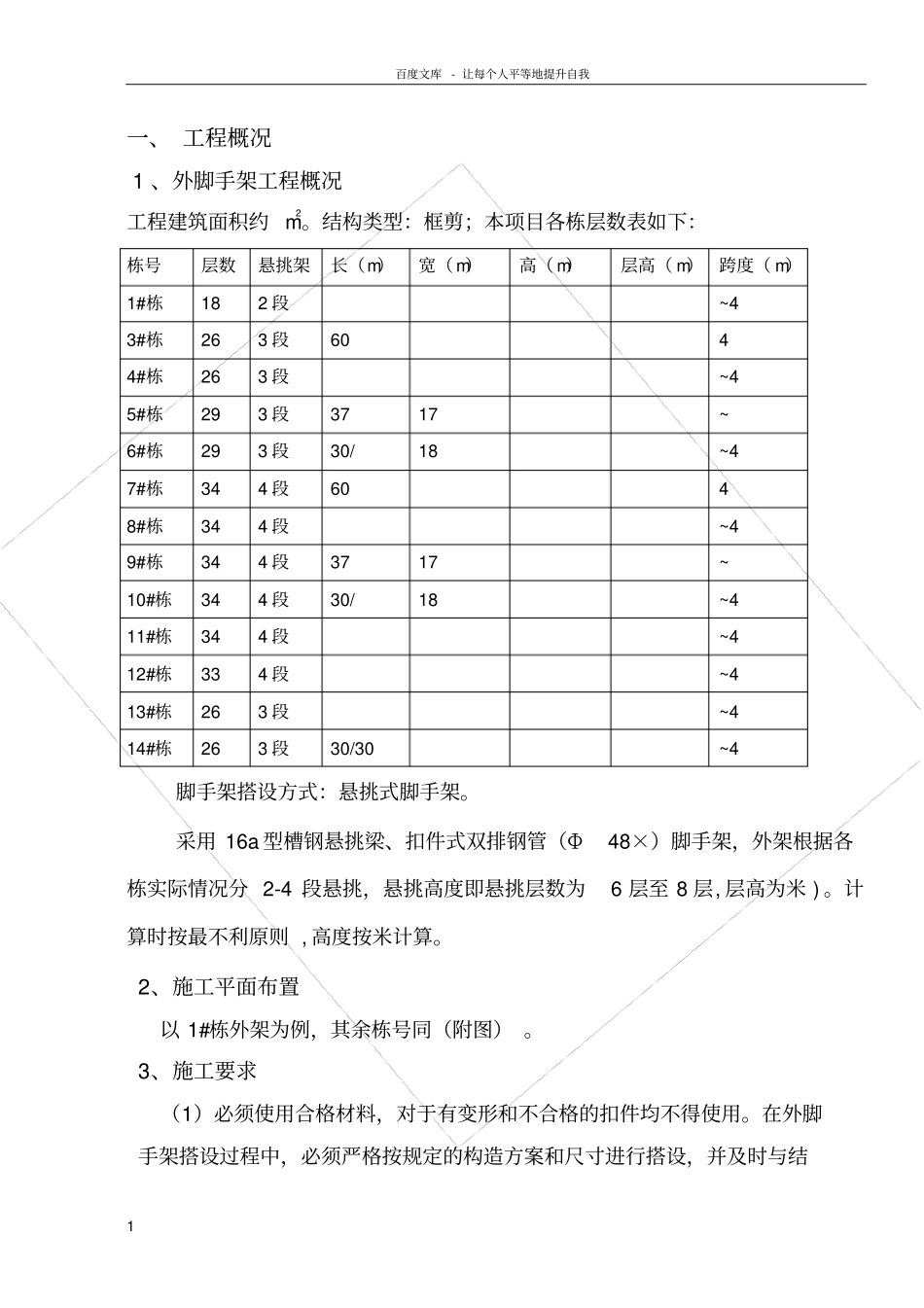 悬挑脚手架专项施工方案(专家论证方案_)_第1页