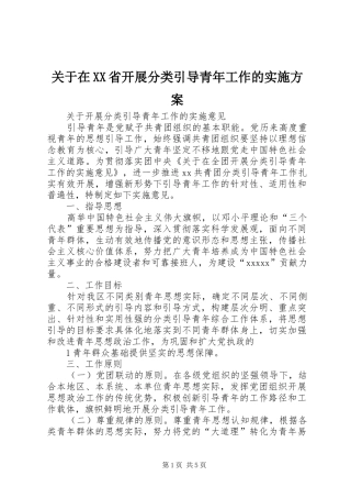 关于在XX省开展分类引导青年工作的方案