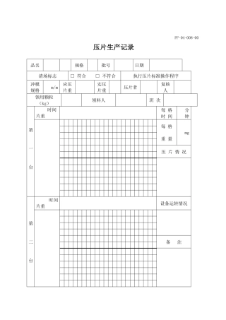 压片生产记录