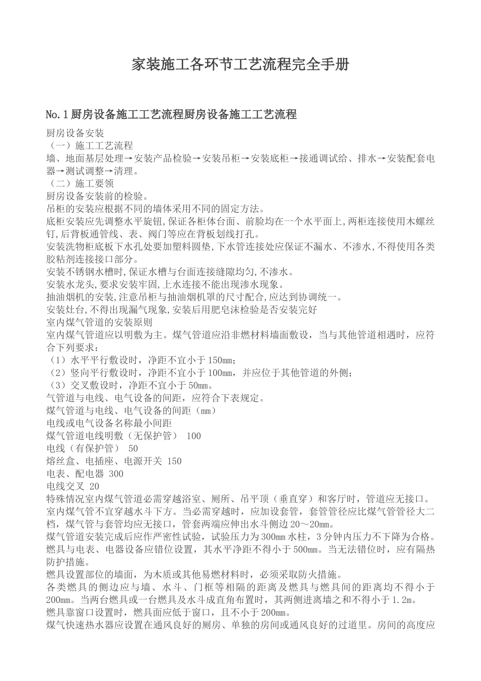 家装施工各环节工艺流程完全手册_第1页