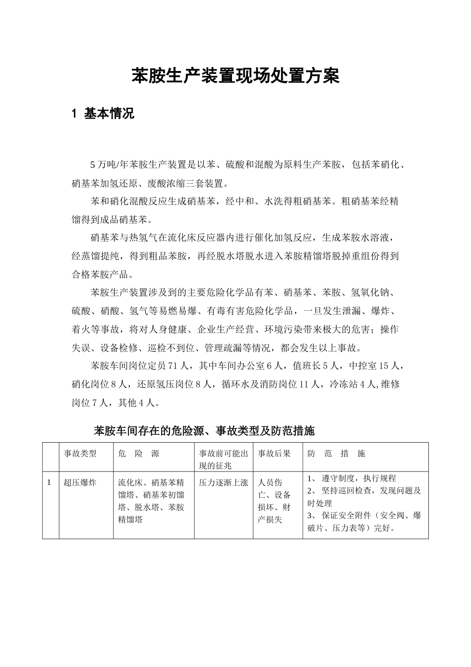 苯胺车间专项预案_第1页