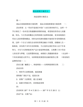 商品促销方案范文