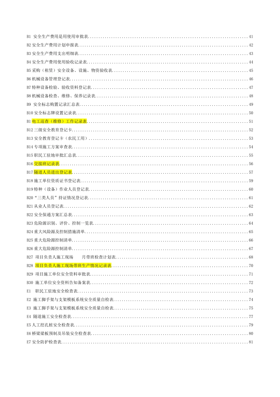 云南省公路建设工程安全生产管理标准化表格_第2页