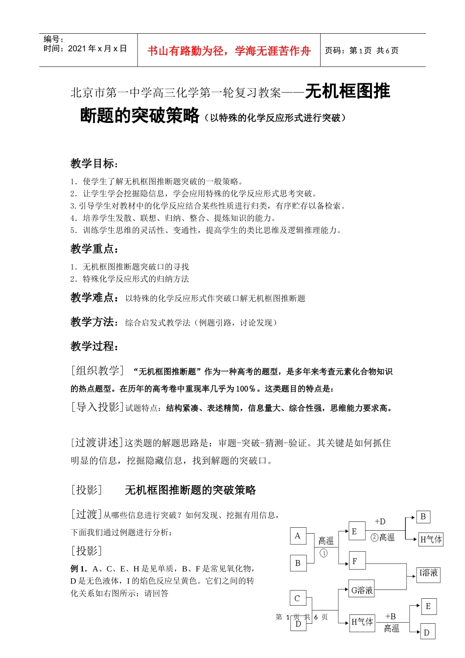无机框图推断题的突破策略_第1页