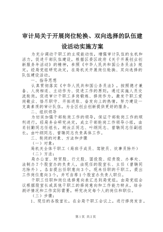 审计局关于开展岗位轮换、双向选择的队伍建设活动方案