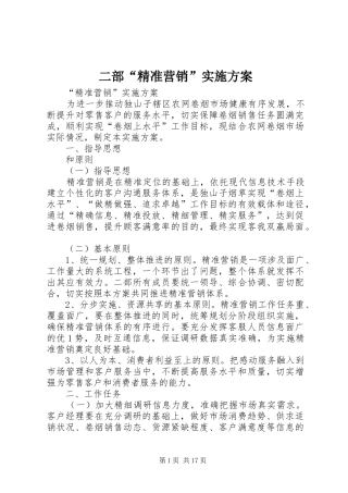 二部“精准营销”方案