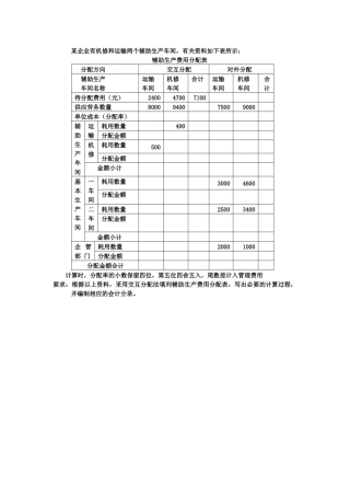 辅助生产费用的分配方法课堂练习