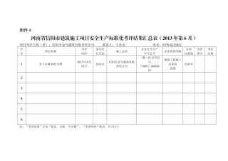 安全生产标准化考评汇总表