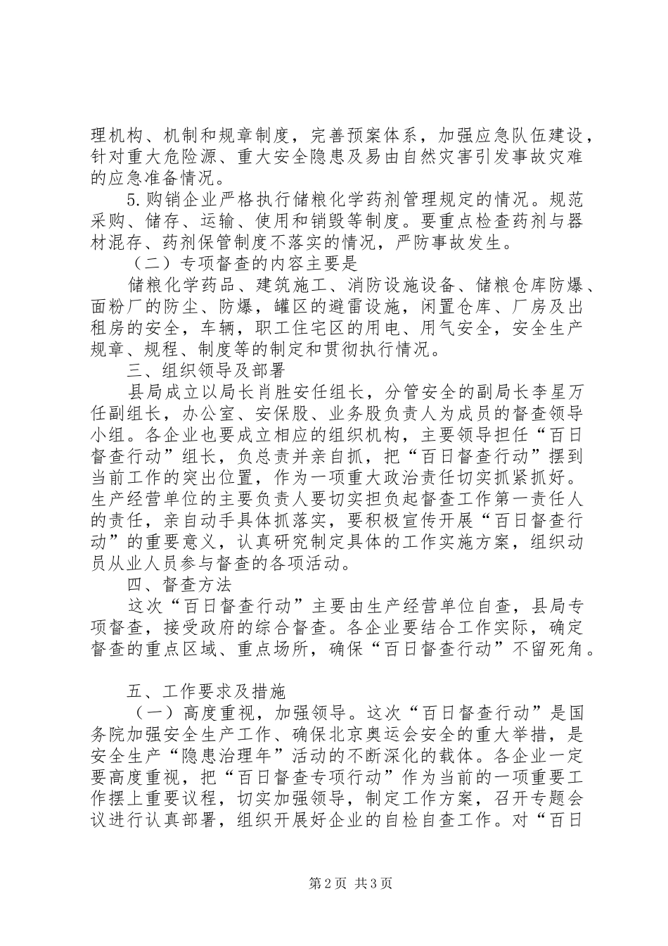 粮食局安全生产百日督查专项行动实施方案_第2页
