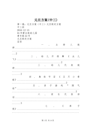 元旦实施方案(中三)