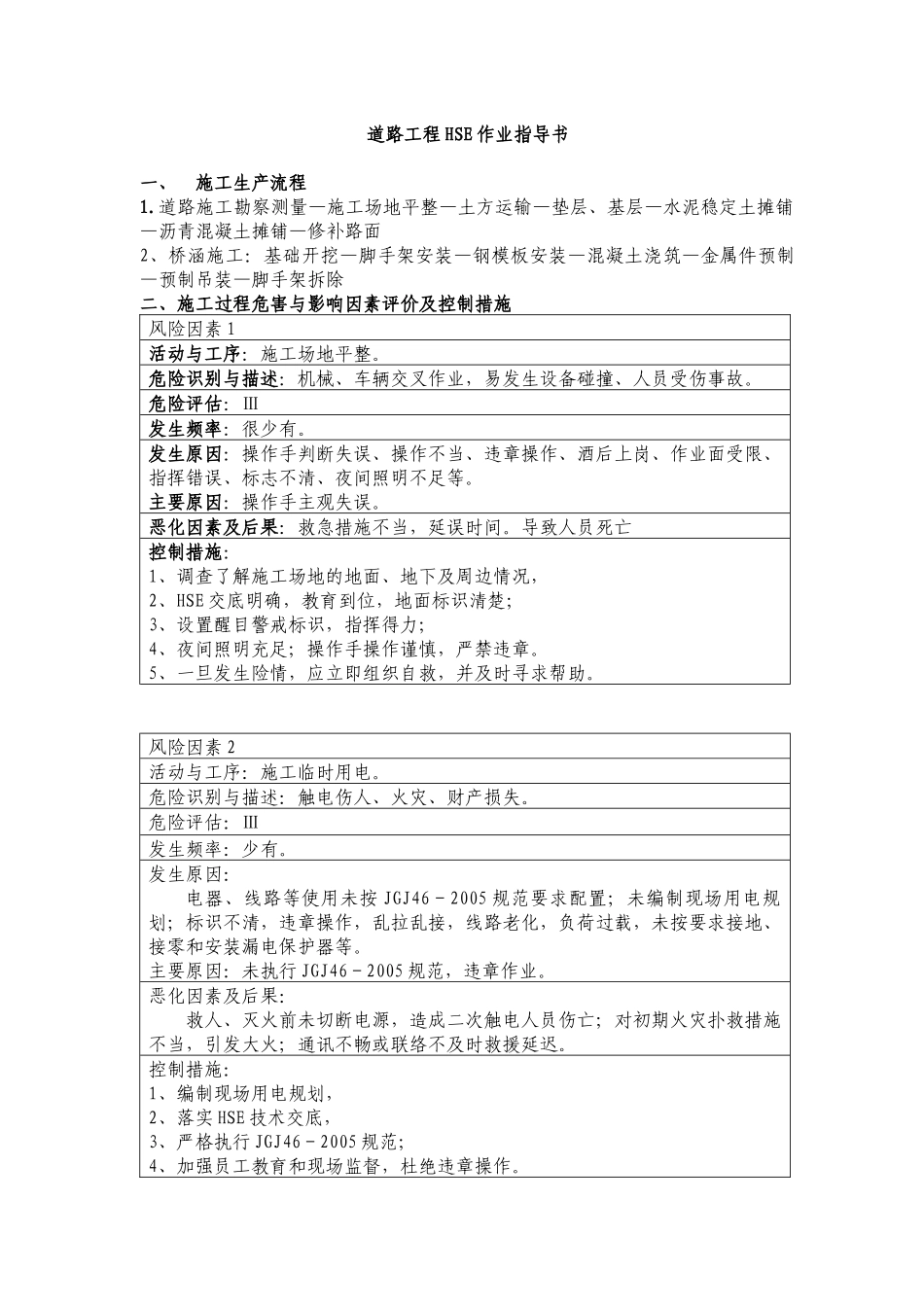道路工程HSE作业指导书_第1页