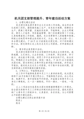 机关团支部管理提升、青年建功活动实施方案