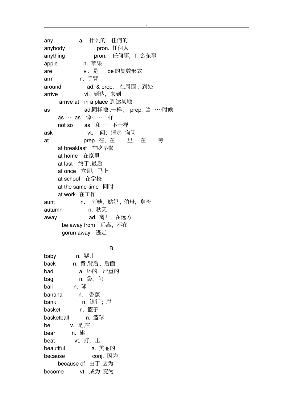 全国英语等级专业考试一级词汇资料表_第2页