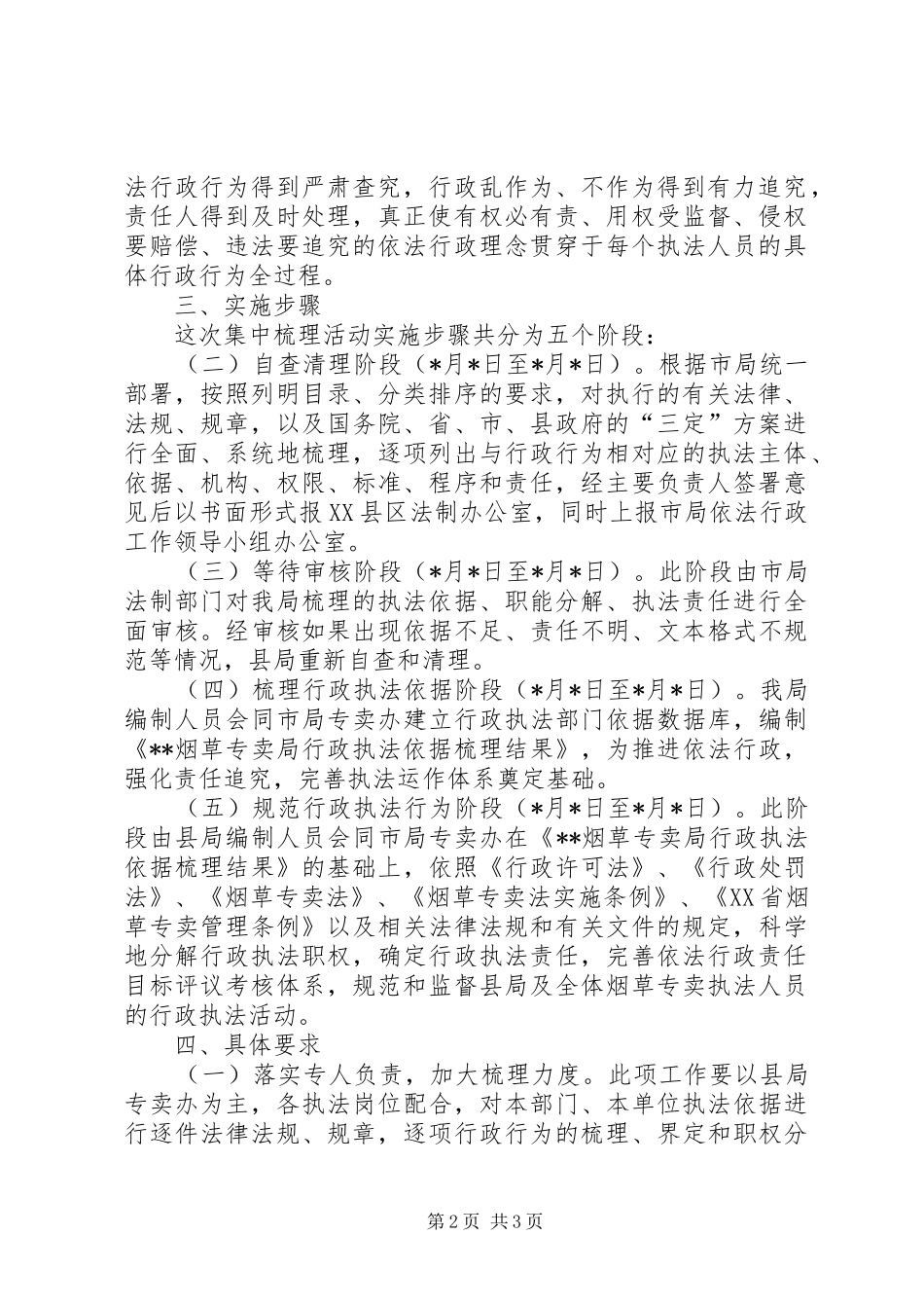 县烟草专卖局关于开展集中梳理执法依据推行行政执法责任制工作的方案_第2页