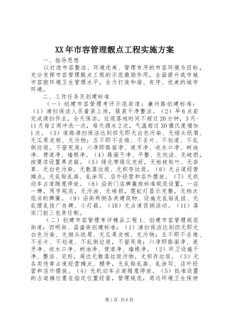XX年市容管理靓点工程方案